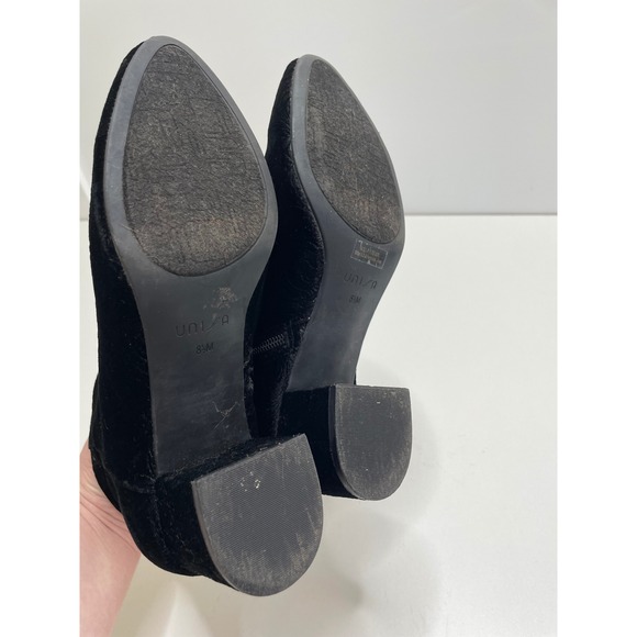 Unisa Black Velvet Floral Emboss Ankle Boots Block Heel Romantic Dark Witchy 8.5 - Picture 9 of 13